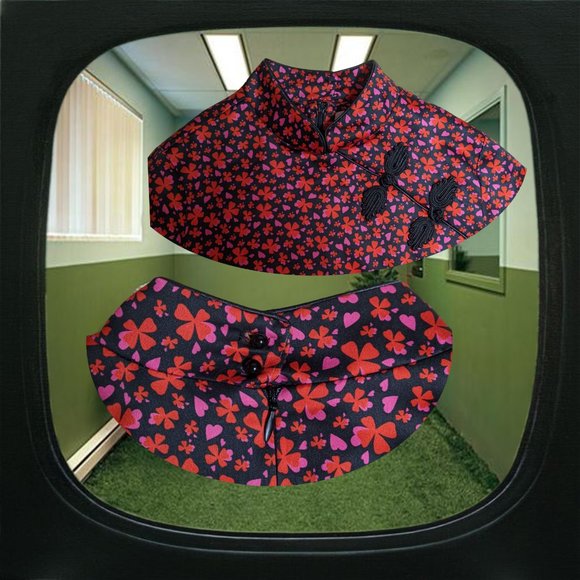 NWT musier paris mandarin collar clover heart print mini dress - Picture 3 of 4